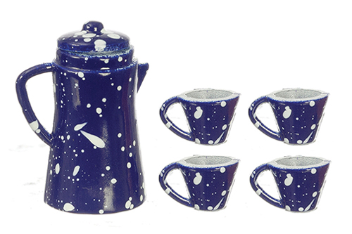 Spatter Coffee Set, Blue Spatter Coffee Set, Blue